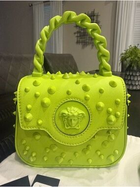 Versace Mini La Medusa Studded
Leather Top Handle Bag